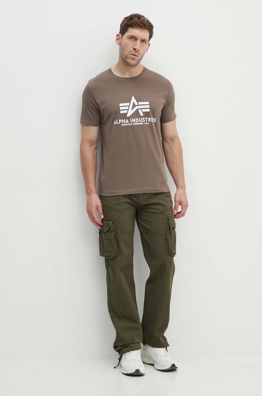 Alpha Industries t-shirt bawełniany Basic T-Shirt 100501.183 beżowy AW23
