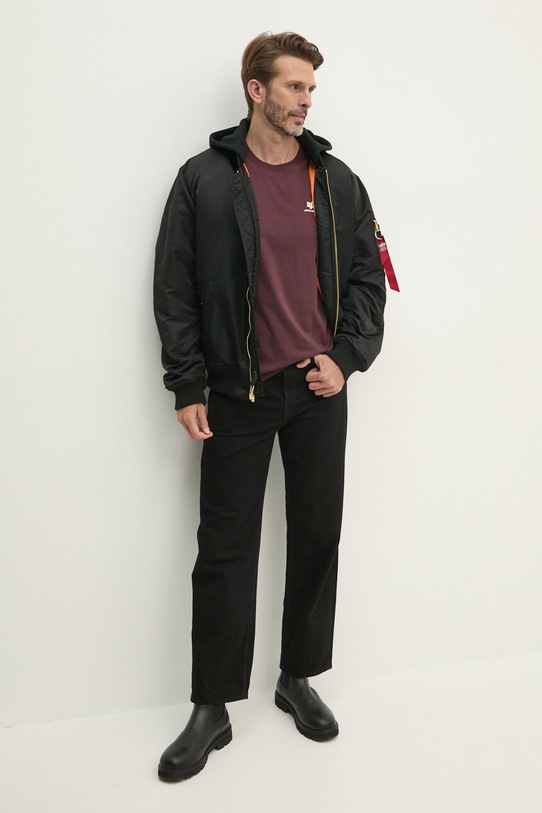 Bombažna kratka majica Alpha Industries 188505.21 bordo AW24