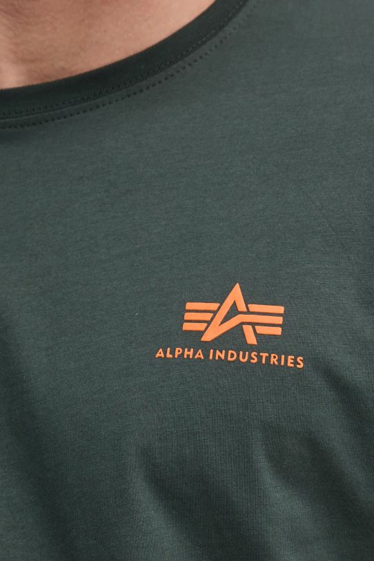 Хлопковая футболка Alpha Industries Basic T Small Logo 188505.353 бирюзовый