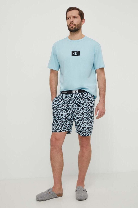 Bavlněné pyžamové tričko Calvin Klein Underwear 000NM2399E modrá SS24