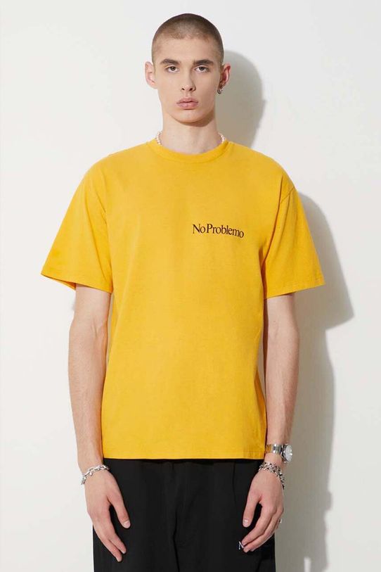 Aries cotton t-shirt relaxed yellow FUAR60009