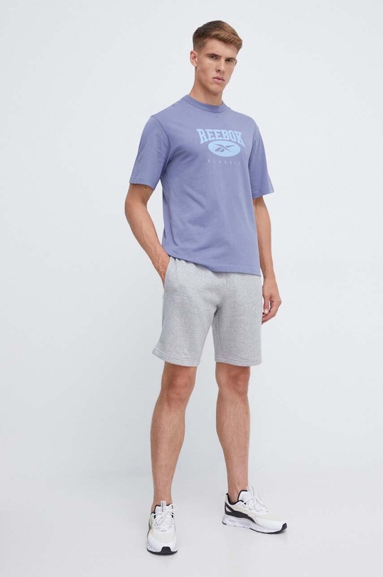 Bavlněné tričko Reebok Classic 100035513 modrá AW23