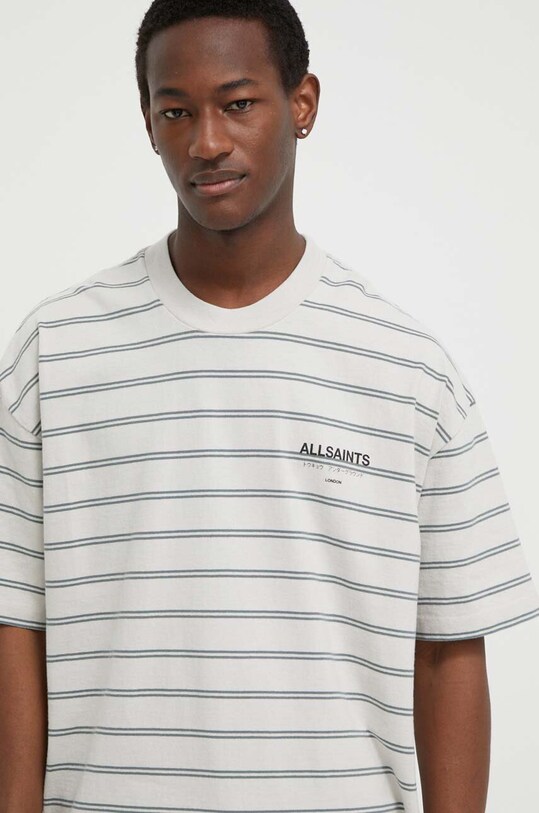 Ρούχα Βαμβακερό μπλουζάκι AllSaints UNDERGROUND STRIPE S MG020Z μπεζ