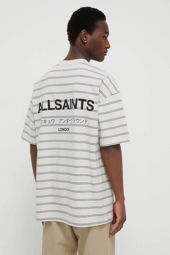 Хлопковая футболка AllSaints UNDERGROUND STRIPE S бежевый MG020Z