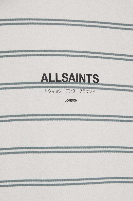 Βαμβακερό μπλουζάκι AllSaints UNDERGROUND STRIPE S MG020Z μπεζ