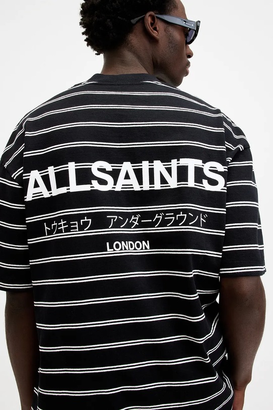 Oblečení Bavlněné tričko AllSaints UNDERGROUND STRIPE S MG020Z modrá
