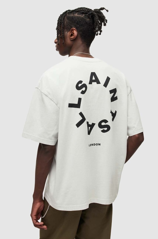 Памучна тениска AllSaints TIERRA SS CREW MG294Y сив SS24