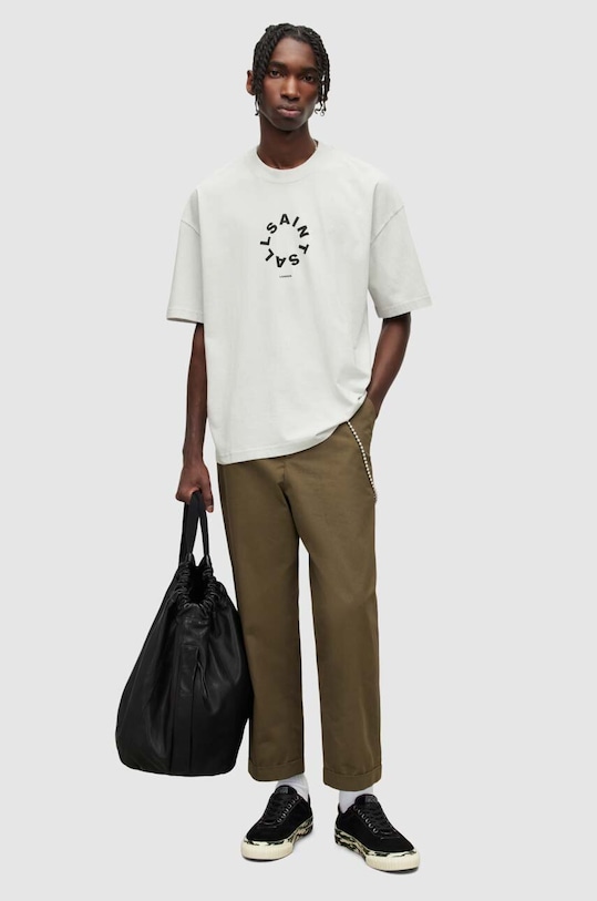 Памучна тениска AllSaints TIERRA SS CREW MG294Y сив