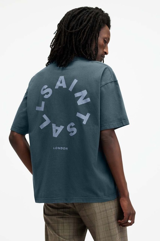 AllSaints t-shirt bawełniany TIERRA SS CREW granatowy MG294Y