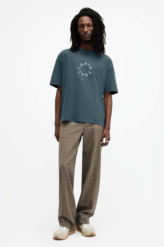 AllSaints t-shirt bawełniany TIERRA SS CREW MG294Y granatowy