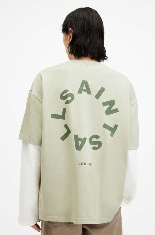 AllSaints t-shirt bawełniany TIERRA SS CREW zielony MG294Y