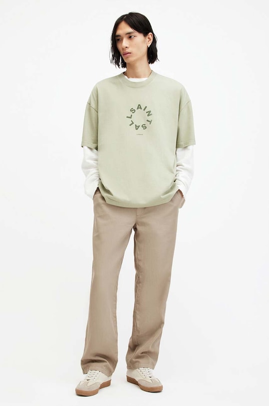 AllSaints t-shirt bawełniany TIERRA SS CREW MG294Y zielony