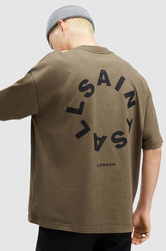 AllSaints t-shirt bawełniany TIERRA SS CREW zielony MG294Y