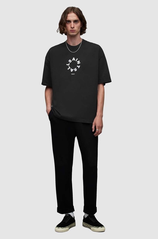 Βαμβακερό μπλουζάκι AllSaints TIERRA SS CREW MG294Y μαύρο