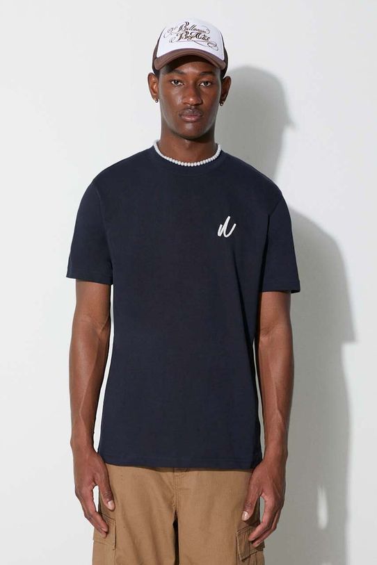 Pamučna majica Norse Projects Johannes Organic Chain Stitch Planet friendly mornarsko plava N01.0648.7004