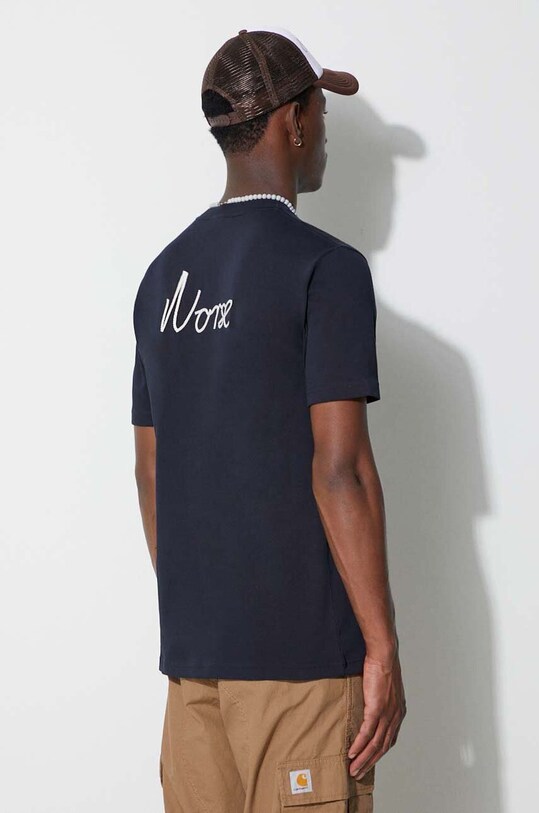 Norse Projects tricou din bumbac Johannes Organic Chain Stitch Logo T-shirt N01.0648.7004 bleumarin AW23
