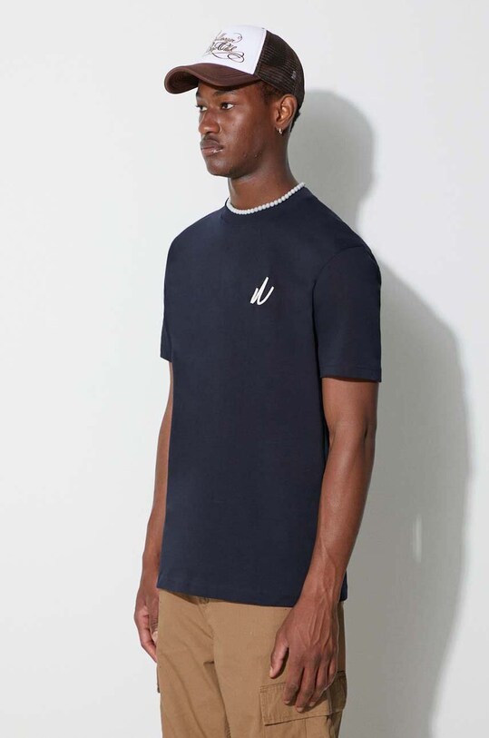 Îmbrăcăminte Norse Projects tricou din bumbac Johannes Organic Chain Stitch Logo T-shirt N01.0648.7004 bleumarin