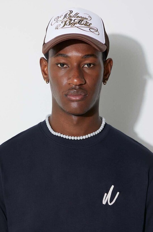 Norse Projects tricou din bumbac Johannes Organic Chain Stitch Logo T-shirt bleumarin N01.0648.7004