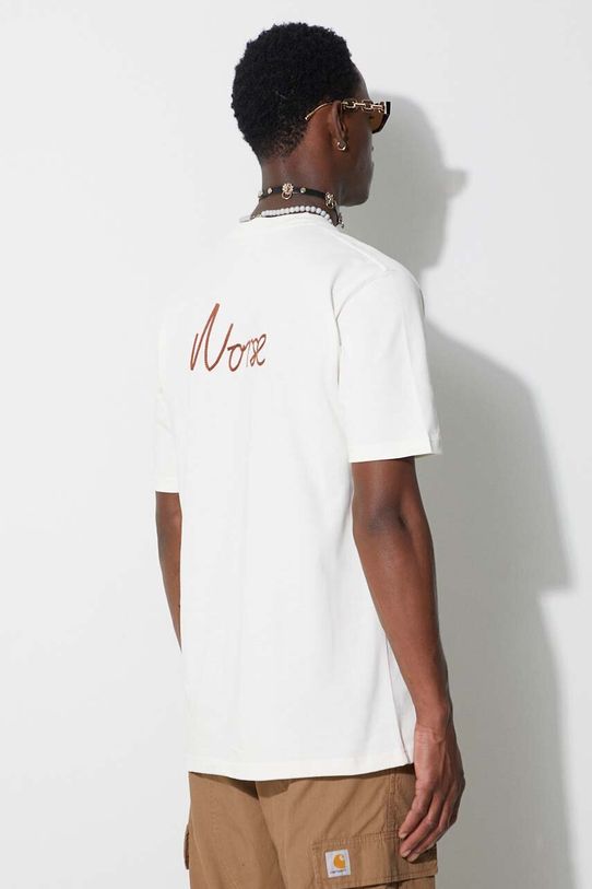 Oblečenie Bavlnené tričko Norse Projects Johannes Organic Chain Stitch N01.0648.0957 béžová