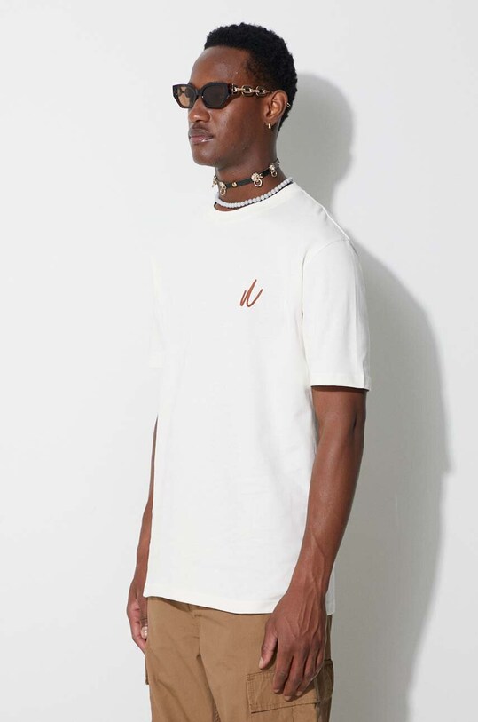 Norse Projects tricou din bumbac Johannes Organic Chain Stitch Logo T-shirt bej N01.0648.0957