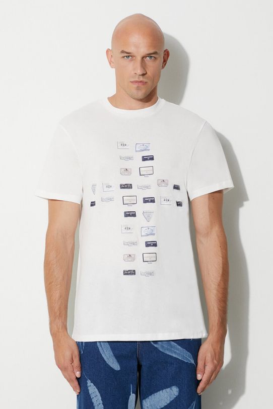 424 t-shirt bawełniany nadruk biały 35424M01.236532