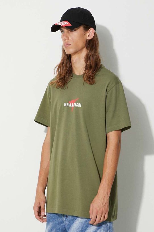 Хлопковая футболка Maharishi Invisible Warrior T-Shirt зелёный 1070.OLIVE