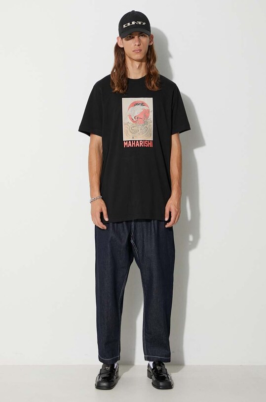 Maharishi cotton t-shirt Peace Crane T-Shirt 1072.BLACK black AW23