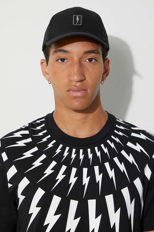 Neil Barett t-shirt bawełniany FAIRISLE THUNDERBOLT PBJT007S.V501S.524 czarny