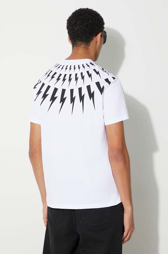 Îmbrăcăminte Neil Barett tricou din bumbac FAIRISLE THUNDERBOLT PBJT007S.V501S.526 alb