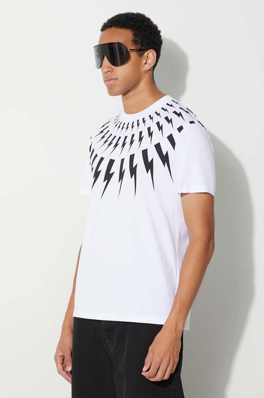 Neil Barett t-shirt in cotone FAIRISLE THUNDERBOLT bianco PBJT007S.V501S.526