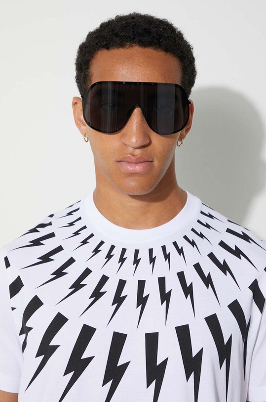 Neil Barett t-shirt in cotone FAIRISLE THUNDERBOLT PBJT007S.V501S.526 bianco