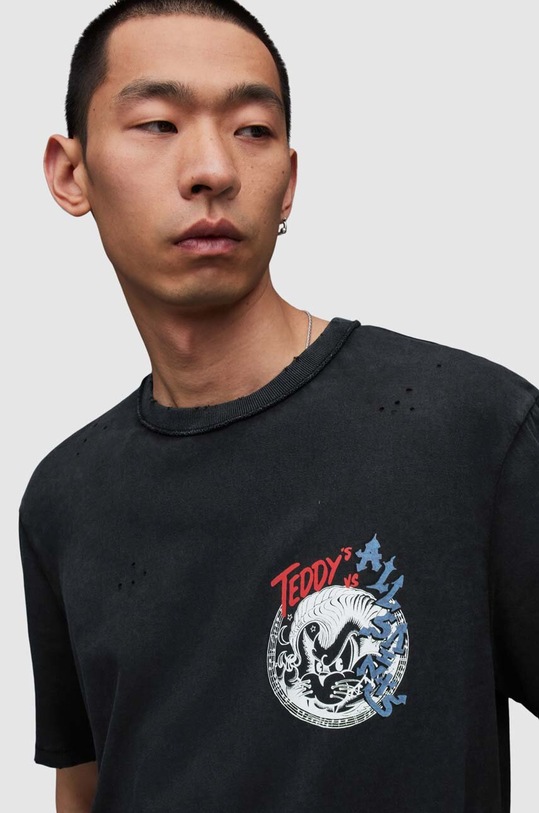 Μπλουζάκι AllSaints MG059Z STRAY SS CREW μαύρο MG059Z