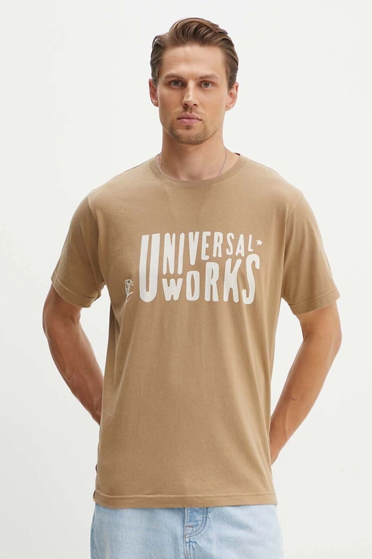 Universal Works tricou din bumbac MYSTERY TRAIN PRINT TEE print bej 29182