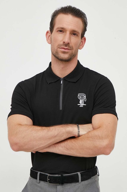 Karl Lagerfeld polo z elastanem czarny 531221.745081