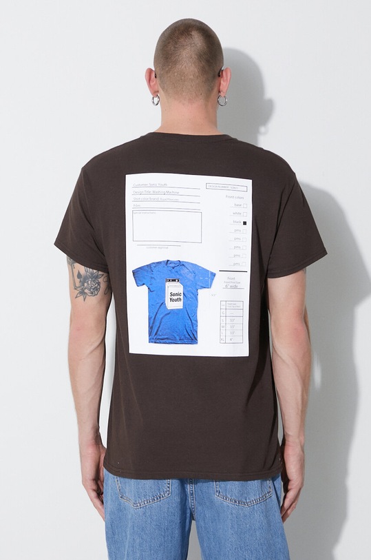 Clothing PLEASURES cotton t-shirt Techpack P23SY020 brown