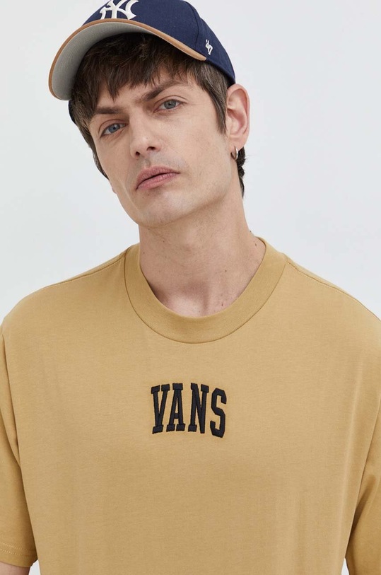 Vans tricou din bumbac galben VN000F4M5QJ1