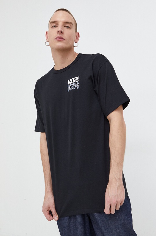 Vans t-shirt bawełniany VN000F4QBLK1 czarny AW23