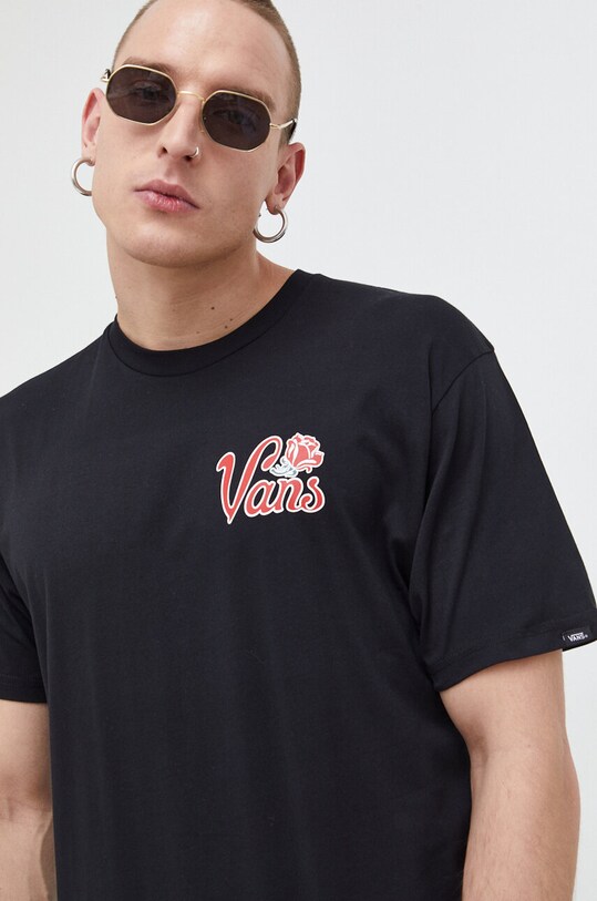Oblečenie Bavlnené tričko Vans VN000F3XBLK1 čierna