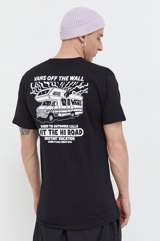 Vans t-shirt bawełniany VN000F3EBLK1 czarny AW23