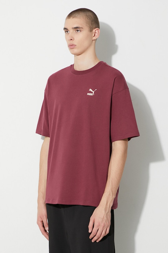 Puma cotton t-shirt BETTER CLASSICS Oversized Tee maroon 621315