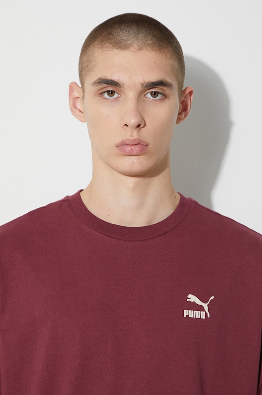 Puma cotton t-shirt BETTER CLASSICS Oversized Tee 621315 maroon