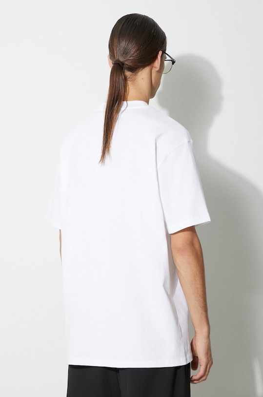 Puma t-shirt bawełniany PUMA x PLEASURES Typo Tee 620878 biały AW23