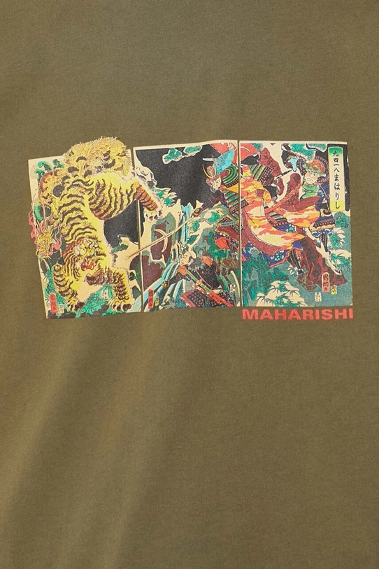 Бавовняна футболка Maharishi Tiger Vs. Samurai T-Shirt 1079.OLIVE