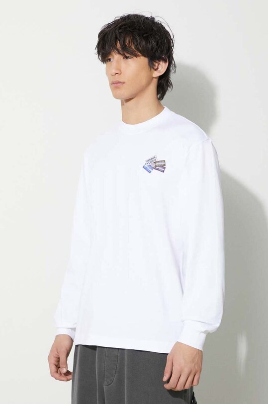 Lacoste longsleeve din bumbac alb TH2061
