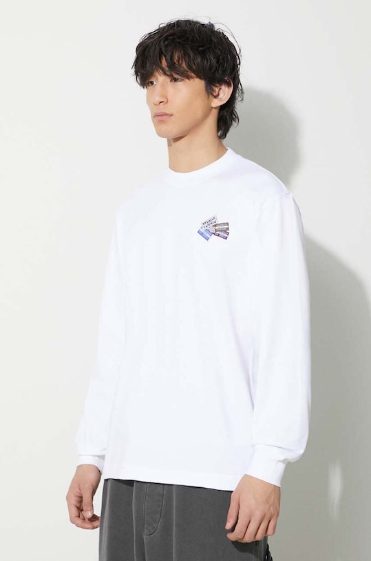 Pamučna majica dugih rukava Lacoste bijela TH2061
