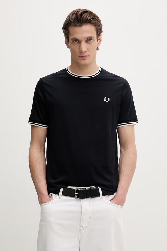 Fred Perry t-shirt bawełniany regular granatowy M1588.795