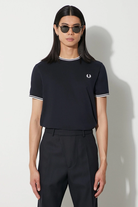 Fred Perry t-shirt in cotone regolare blu navy M1588.795