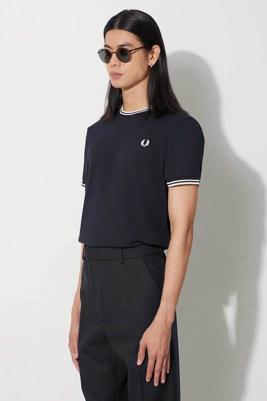 Fred Perry t-shirt in cotone blu navy M1588.795