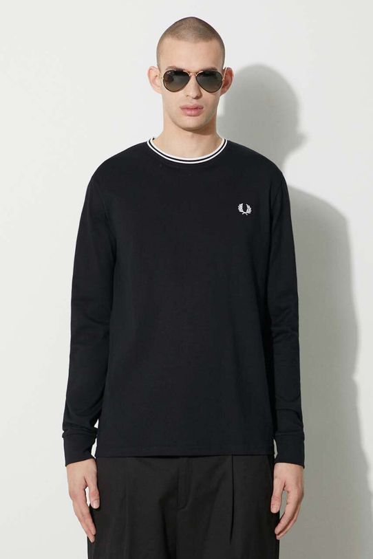 Βαμβακερή μπλούζα με μακριά μανίκια Fred Perry