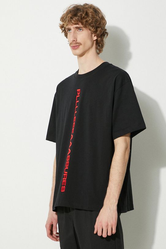 PLEASURES cotton t-shirt Drag Heavyweight Shirt black P23W034.BLACK